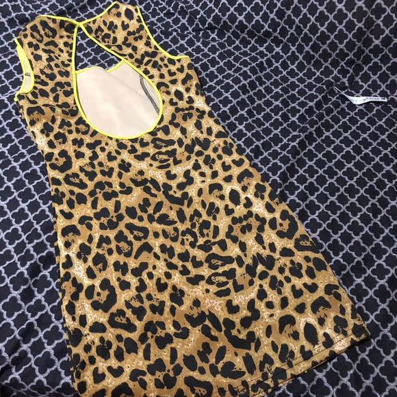 Nasty Gal X MINKPINK Women Lime Green Casual Dress Sz Small Leopard Cheetah - Picture 5 of 10